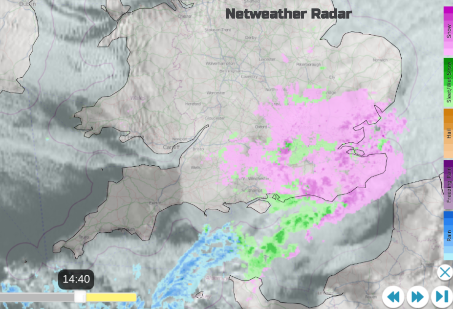 UK snow on netweather Radar