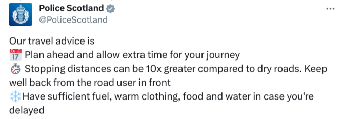 Snow travel advice in Scotland