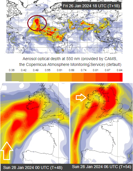 Saharan dust forecast CAMS UK