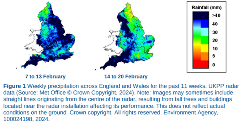 rainfall data for England FEbruary 2024