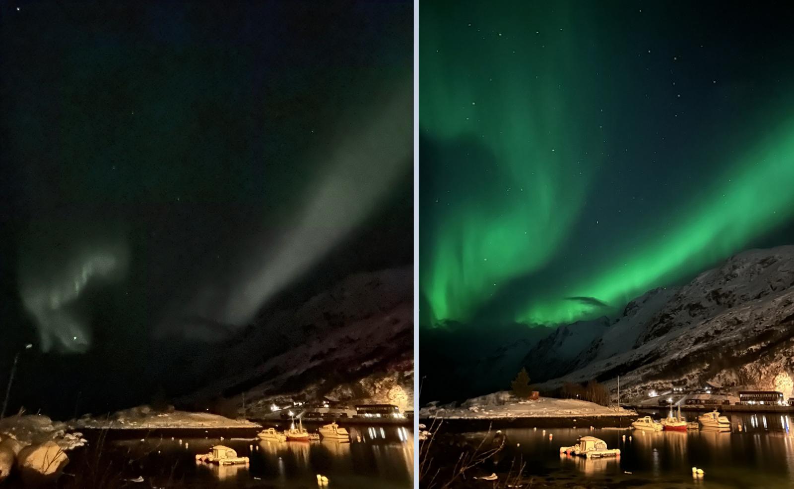 Aurora over Tromso - camera vs the naked eye