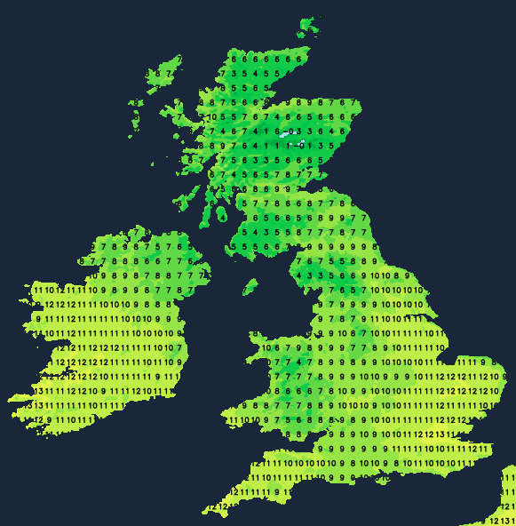 Temperatures on Saturday afternoon