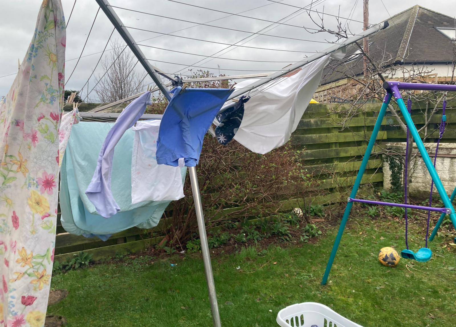 Putting the washing out on the line, even in the winter months