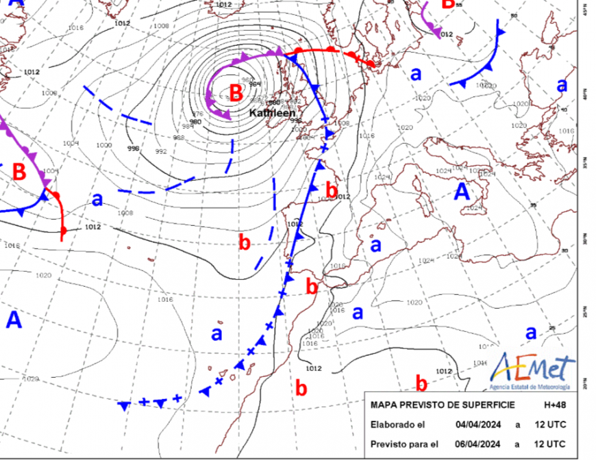 Storm Kathleen aemet chart