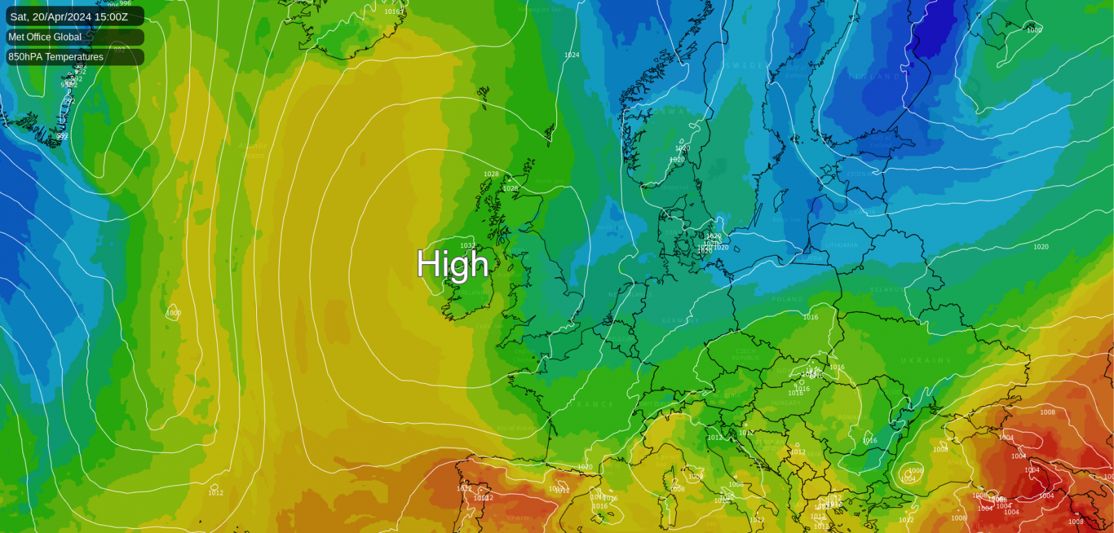 High pressure moving towards the UK at the weekend