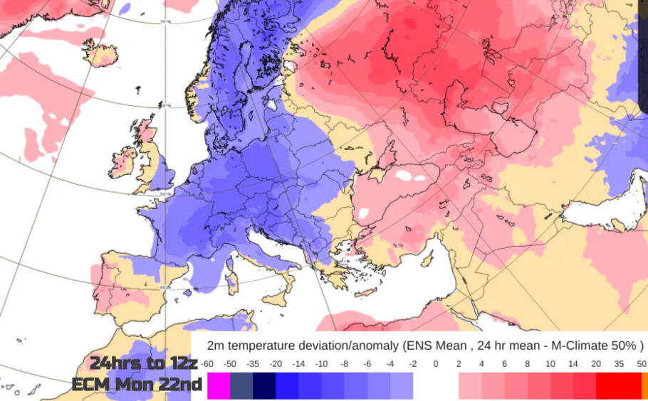 Cold air over western and central Europe 