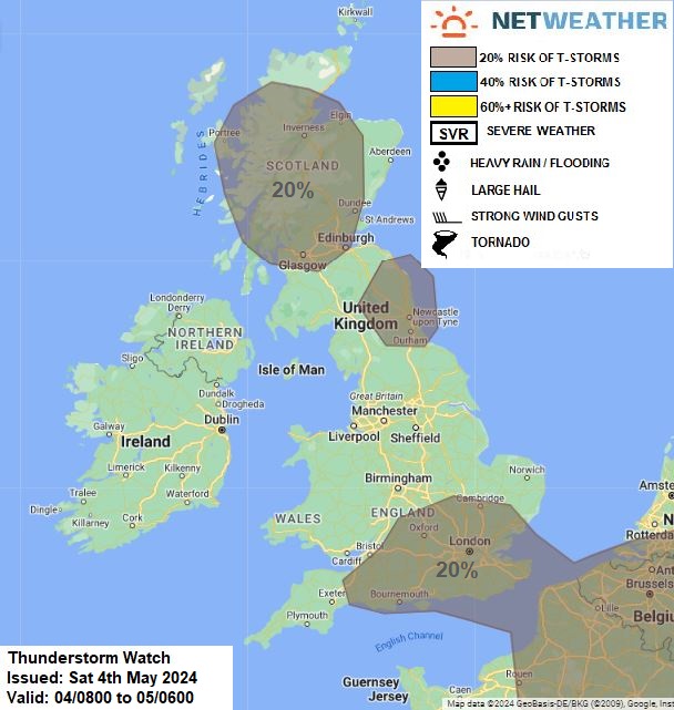 THUNDERSTORM WATCH - SAT 4 MAY 2024