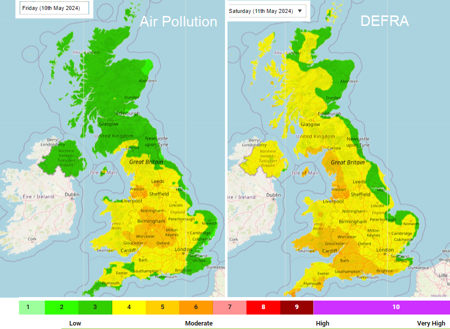 Air quality air pollution UK