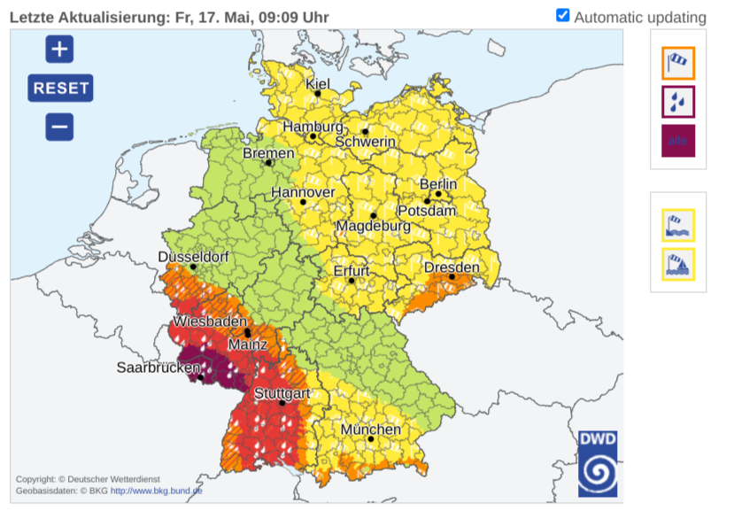 Germany red warning heavy rain 
