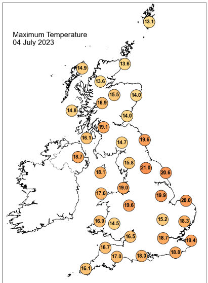 July 4th 2023 temperatures