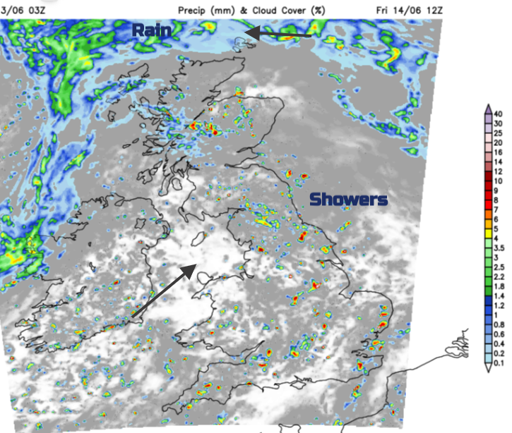 Sunshine and blustery showers with a low risk of heavy, even thundery ...