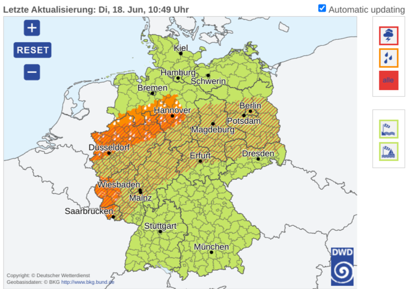 DWD germany thunderstorm warning