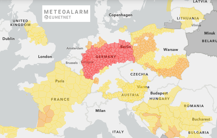 Thunderstorm risk over northern Europe