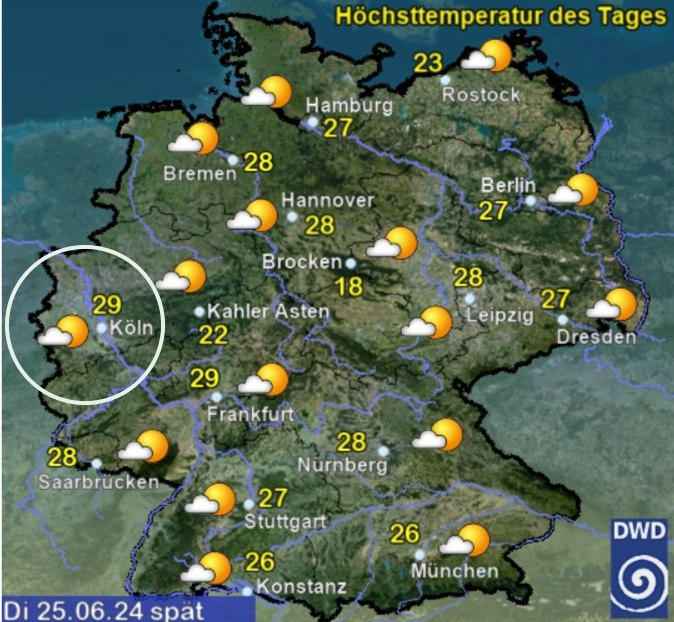 DWD cologne Koln forecast football