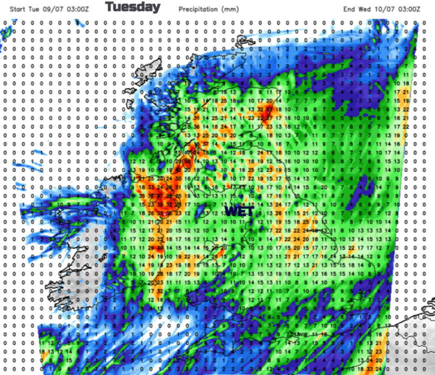 Rain on Tuesday