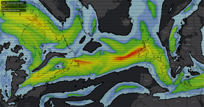 Jet stream over the UK next week