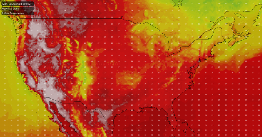 Heat dome over the west of the USA