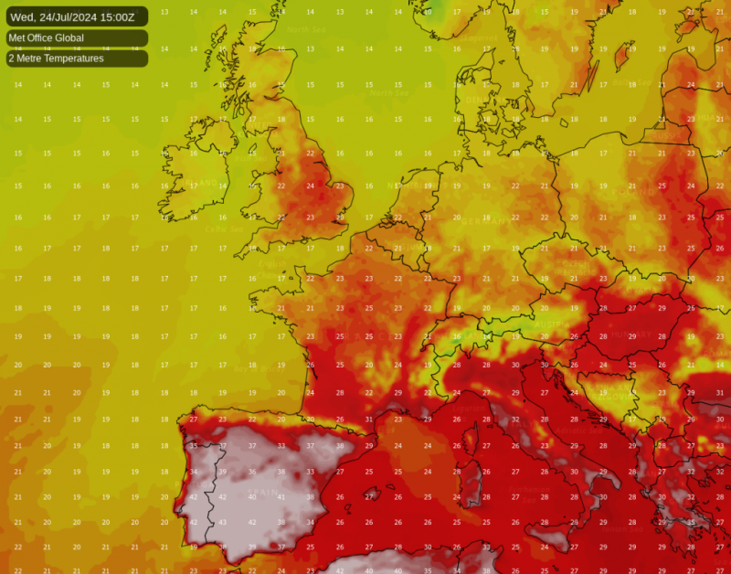 Very hot in Spain and Portugal next week