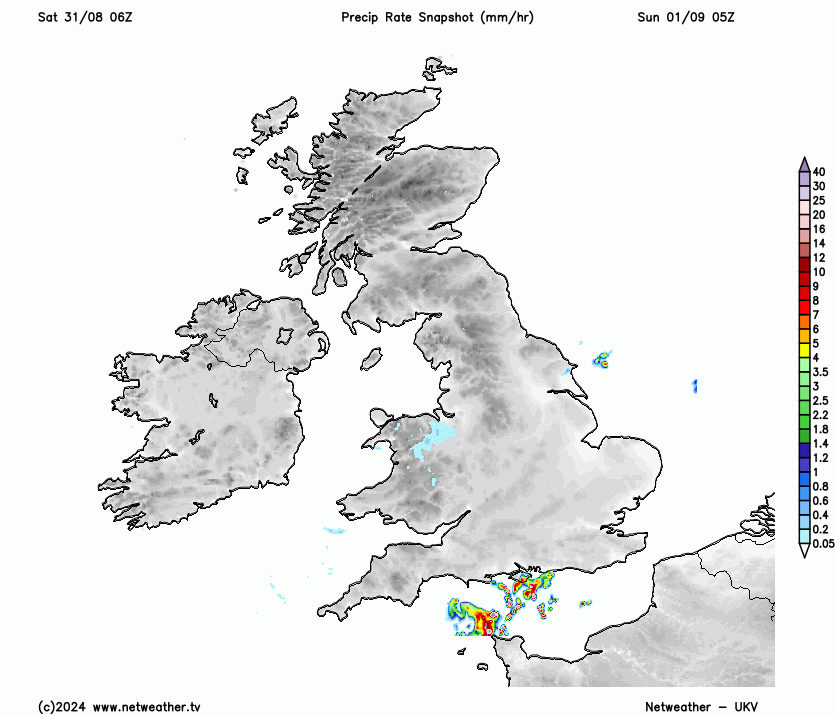 Animation of the showers and thunderstorms on Sunday and into Monday