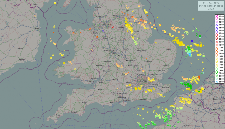 Lightning map for the 11th September