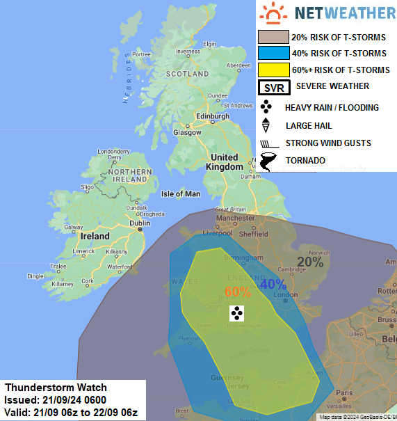Thunderstorm watch map