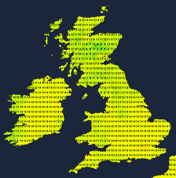 Temperatures on Thursday afternoon