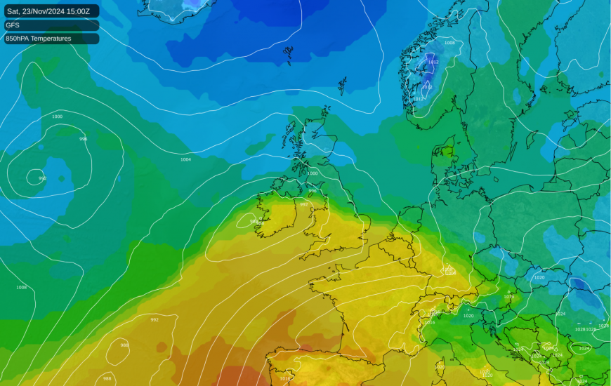 GFS showing milder air into the south next weekend