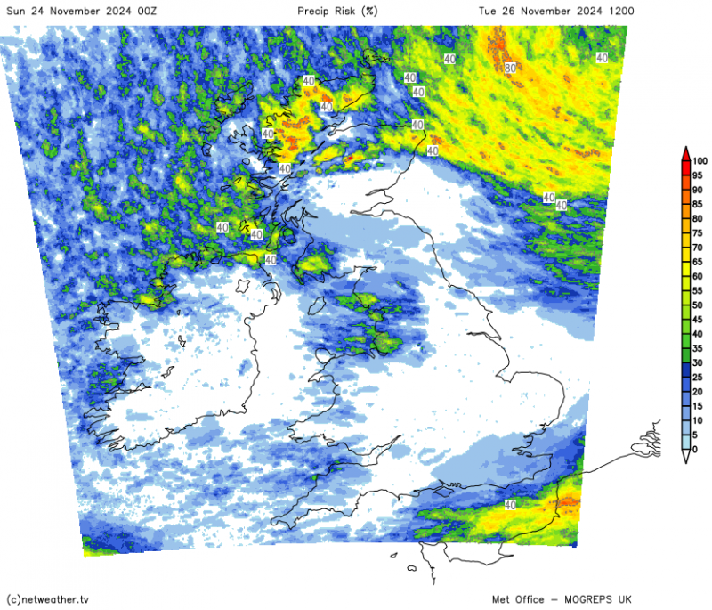 Risk of precipitation on Tuesday