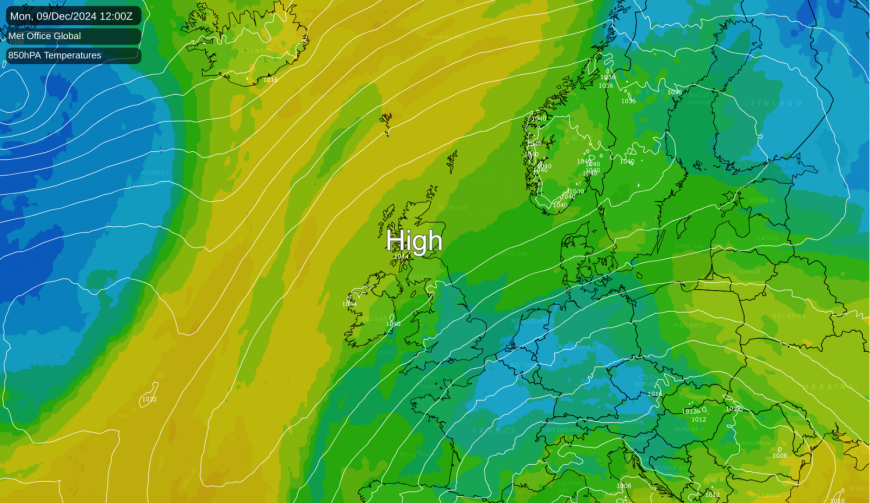 High pressure over the north of the Uk next week