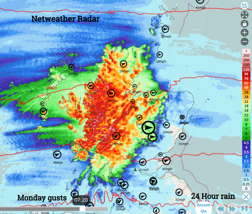 Heavy rain in NW Highlands and Western Isles