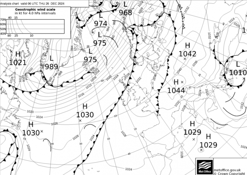 Synoptic chart showing the front over Scotland today