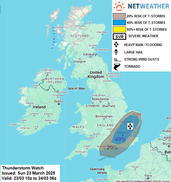 Thunderstorm watch map