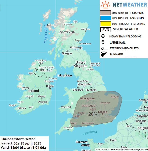 Convective forecast map for Tuesday into Wednesday