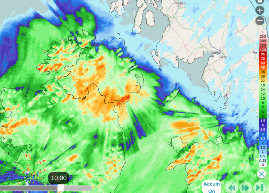 Rainfall for Northern Ireland